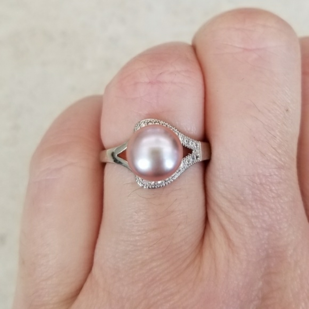 Sterling Silver 9mm Lavender Freshwater Pearl Ring - Picture 8 of 8